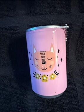 Pink Cat Graphic Mini Can Keychain Hand Sanitizer Wipes